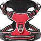 Timos Dog Harness Large Sized, No Pull with Neck Lockable Snap,No Choke Front Clip Dog Reflective Harness,Adjustable Metal Rings 3 Buckles,Easy Control Handle for Large Dogs Red L