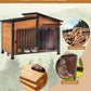 GUTINNEEN Heated Dog House Outdoor with Electric Heating Pad, Insulated Wooden Dog Kennel with 360° Rotating Feeding Bowl, Anti-Chewing Metal Frame, Natural Wood Color