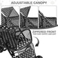 MoNiBloom 4 Wheels Pet Stroller, Easy-Fold Umbrella Shaped Dog Cat Jogger Stroller w/Storage Bag & Visible Mesh for Small/Medium Dogs Cats Black Polka Dots