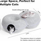 8-Shaped Large Cat Tunnel Bed for Indoor Cats, Infinite Circulation Peekaboo Cat Cave with 12 Toy Balls, Cat Donut Tunnel for Cats up to 30 Pounds (Light Grey, L 38x24x11in)