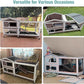 62" Rabbit Hutch with Chew-Proof Ramp & Waterproof Roof - Indoor/Outdoor Bunny Cage, 2-Story Design, 6 Lockable Caster Wheels & Dual Pull-Out Trays (Brown)