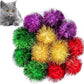 AUEAR, 12 Pack 2 Inch Sparkle Ball Shiny Glitter Tinsel Pom Poms Interactive Cat Balls for Kittens (4 Colors, 12 Inch-12 Pack)