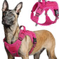 rabbitgoo Tactical Dog Harness for Large Dogs, No Pull Military Service Vest with Handle & Molle, Easy Control for Training Walking, Adjustable Reflective Straps, Rose Red, L