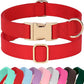 PET ARTIST Soft PU Leather Dog Collar, Bright & Classic Red Dog Collar with Quick Release Rose Metal Buckle, Adjustable Nylon Padded Durable Pet Collars for Large Dogs Girl, Neck Fit 16-27"