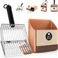 Cat Litter Scooper with Holder, Metal Litter Scoop Includes Portable Small Broom and Dustpan Set, Heavy Duty Stainless Steel Litter Scoop with Coarse and Fine Grid, Quick Sift and Easy Clean