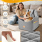 Car Seat Booster for Dog: High-Support Memory Foam Pet Car Seat for Small/Medium Dogs Under 35lbs with Elevated Cushion - Detachable Washable Puppy Travel Bed for Driving with Pockets (Grey)