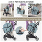 T3 3-in-1 Small Pet Stroller for Dog & Cats, 4 Wheels with Detachable Carrier with Pad, Canopy and Cup Holder (Green)