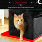 PEQULTI Cat Tree Gothic Cat Tower for Indoor Cats with Private Cozy Cat Condo, Natural Sisal Scratching Posts and Plush Pom-pom for Small Cats Black
