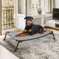Veehoo Outdoor Elevated Dog Bed, Cooling Raised Dog Cot Bed XL, Portable Waterproof Curved Dogs Hammock Beds for Outside, up to 150lbs, Black Legs, Black Silver 49"