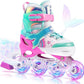 NEMONE Mermaid Inline Skates, 4 Sizes Adjustable Skates for Girls Kids with Light up Wheels, Indoor Beginner Outdoor for Kids Ages 4-6 5-8 6-12 8-12