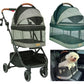 ROODO Fashion 3-in-1 Dog Cat Stroller with Detachable Carrier&Car Seat Combo Best Lightweight Folding Portable All-Terrain Travel Pet Gear Puppy Doggie Kitty Stroller for up to 30 lbs(Grey Lattice)