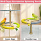 PINVNBY Hanging Bird Stand Perch Toy Wooden Spinning Parrot Perch with Cotton Rope and Bell Interactive Cockatiel Toy Bird Cage Accessories for Parakeets Conures Budgies Finches Lovebirds