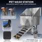 KANIS Professional Dog Washing Station - 304 Stainless Steel Pet Wash Sink & Grooming Bath Tub for Home with Ramp, Shower, Floor Grate, Storage Drawer, Faucet, Drain Kit for Large, Medium & Small Pets
