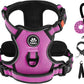 IVY&LANE No Pull Dog Harness for Large Dogs, Dog Vest Harness with Leash, Safety Belt and Storage Strap, Fully Adjustable Harness, 360° Reflective Strip, Soft Handle (Fuchsia Pink, XL)