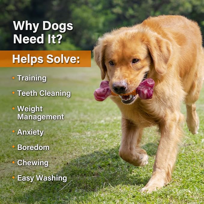 Apasiri Dog Toys for Aggressive Chewers Peanut Butter Flavored, 8" Tough Dog Chew Bone, Nylon & Rubber Chew Toy, Dog Bone Toy for Large Medium Breed 20-80lbs