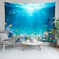Underwater World Tapestry Blue Ocean Wall Hanging Under the Sea Coral Reef Wall Tapestry Tropical Fish Tank Undersea Tapestries Marine Wall Art for Bedroom Living Room Dorm Decor 118''x98''