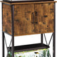 5-10 Gallon Fish Tank Stand, Metal Double Aquarium Stand with Cabinet for Fish Tank Accessories Storage, Heavy Duty 20.5" L* 11.02" W Tabletop, 500LBS Capacity Rustic Brown and Black PG06YGN
