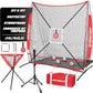 6'X6' Baseball Softball Practice Net with Batting Tee and Ball Caddy, Bonus Strike Zone Target and Bow Frame, for Hitting, Pitching, Catching