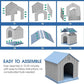 Large Outdoor Plastic Dog House - Indoor Outdoor Use for Medium & Large Dogs, Durable Waterproof Doghouse with Air Vents, Elevated Floor, Easy to Clean & Assemble(Blue2, 36.2''L×38''W×38''H)