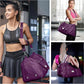 FIORETTO Womens Gym Tote Duffle Bag with Toiletry Bag, Sports Duffel Overnight Hospital Workout Carry on Bag for Girls with Wet Pocket & Shoe Compartment, Ideal for Travel, Swimming, Dance Purple