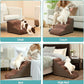 Dog Stairs for Small Dogs 19.7" H, Curved Dog Step for Puppy, Older or Cat, Medium Pet Ramp for Sofa, Couch or Bed, Ladder with High Density Foam, 15.7x28.3x19.7 inch, 4 Step, Brown