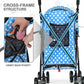MoNiBloom 4 Wheels Pet Stroller, Easy-Fold Umbrella Shaped Dog Cat Jogger Stroller w/Storage Bag & Visible Mesh for Small/Medium Dogs Cats Sky Blue Polka Dots