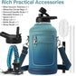 Insulated Water Bottle | Thickened Stainless Steel Vacuum Metal | Portable Sports Half Gallon Large Water Jug for Gym and Hiking with Straw, Carrier Bag, Handle Strap | BPA-Free 64 oz