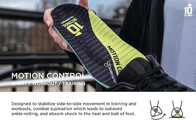 10 Seconds 3210 Motion Control Shoe Insoles, M 4, W 6