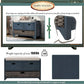 Storage Bench Removable Basket 2 Drawers Fully Assembled Acacia Wood Shoe Bench Standing Shoe Rack Removable Cushion for Living Room, Entrance Hallway, No Assembly Required Navy