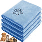 Chumia 4 Pack Dog Towels for Drying Large Microfiber Grooming Tools Absorbent Soft Bath Supplies with Embroidered Paw for Small Medium Pet Products (30 x 50 Inch,Light Blue)