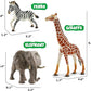 6PCS Safari Animal Figure Toys for Kids 3-5 Realistic Plastic Jungle Animal Figurines African Wildlife Learning Toys for Kids Boys Girls Toddlers