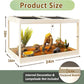PROLEE Tempered Glass Bearded Dragon Tank,28 Gallon Reptile Tank with Meatl Mesh Roof and Front Sliding Door, Anti-Scratch Lizard Tank,Spacious Reptile Enclosure for Snakes,Lguanas, Chameleons(Oak)