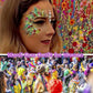 Go Ho Face Body Glitter Gel,Mardi Gras Outfit for Women and Kids,Sparkly Holographic Party Festival Rave Mardi Gras Accessories for Carnival,Gold Green Purple Chunky Glitter Makeup,52g