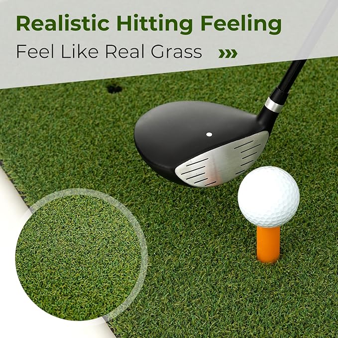 Tangkula Golf Hitting Mat, Artificial Turf Mat for Indoor/Outdoor Golf Practice Includes 2 Rubber Tees & 2 Alignment Sticks, Golf Training Mat for Home Backyard Garage