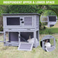 Rabbit Hutch Bunny Cage, Guinea Pig Cage Bunny Hutch Indoor, Wood Pet Cage with 4 Casters -2 Story & 2 Trays