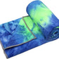 Eunzel Yoga Towel,Hot Yoga Mat Towel with Grip Dots Sweat Absorbent Non-Slip for Hot Yoga, Pilates and Workout 24" x72", Green & Blue