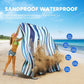 ZAZE Beach Blanket Picnic Blankets with Stakes, Thick 3-Layer 80*80 Oversized Waterproof Sandproof Compact Outdoor Mat, Big Extra Large Foldable Camping Park Vacation Travel Accessories(Blue Stripe)