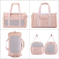 Fashion Leather Dog Carrier, Airline Approved Cat Carrier Soft Sided Pet Bag Carrier Purse for Puppy Kitten Small Animals Pink