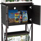 5-10 Gallon Fish Tank Stand, Metal Double Aquarium Stand with Cabinet for Fish Tank Accessories Storage, Heavy Duty 20.5" L* 11.02" W Tabletop, 500LBS Capacity Black PG06YGB