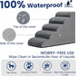 GoGoBunny Ramp Dog Stairs for High Beds 22.6" H, 5-Step Dog Slope Stairs with Durable Waterproof Fabric Cover, Pet Steps for Old Large Dogs Climbing, Non-Slip Sturdy Indoor Step, Grey