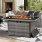Propane Fire Pit Table,44 Inch 55000 BTU Outdoor Gas Fire Pit Rectangular with Glass Wind Guard for Outside Patio Deck (Gray-Glass Top)