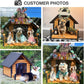 Large Dog House Outdoor Indoor All-Around Iron Frame Design Dog House with Porch＆Raised Feet for Small Medium Large Dogs（Brown）