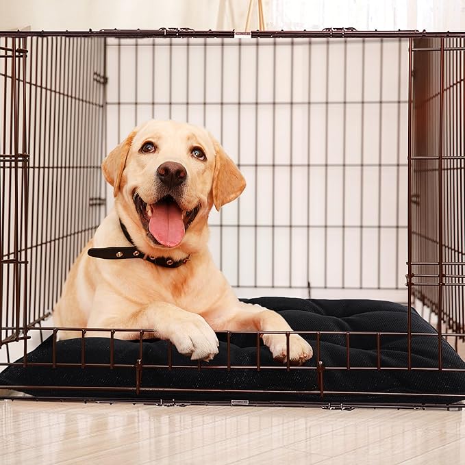 MABOZOO Chew Proof Indestructible Dog Beds for Aggressive Chewers,Durable Dog Crate Pad,Washable Tough Pet Mats for Kennel,Black,M 18x29 in