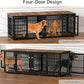 78 Inch Double Dog Crate Furniture, Heavy Duty Extra Large Cage Furniture with Divider for 2 Dogs, Decorative Wooden Kennel Furniture Indoor, Metal Pet House for Large and Medium Dogs