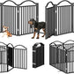 BHG Metal No-Assembly Freestanding Dog Gate with Door Walk Through, Extra Wide 96", Extra Tall 32" Pet Gate, Accordion Puppy Folding Playpen Dog Fence, with 2PCS Support (Black, 8 Panels)