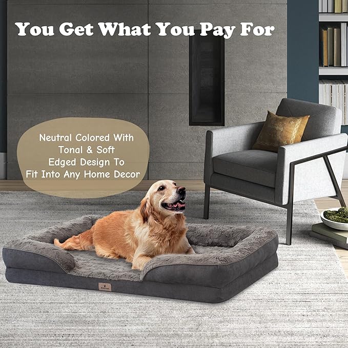XXL Orthopedic Dog Bed - Washable Dog Sofa Beds for Giant Dogs, Supportive Foam Pet Couch Bed with Removable Washable Cover, Waterproof Lining and Nonskid Bottom