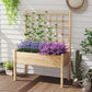 Giantex Raised Garden Bed with Trellis, Wooden Elevated Planter Box with Legs, Drainage Holes for Climbing Plants Vines Vegetables Flowers Herbs, Outdoor Horticulture Planter for Patio Yard (Natural)