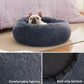 Love's cabin Calming Cat Bed for Indoor Cats,Anti-Anxiety Donut Round Dog Bed,Fluffy Faux Fur Washable Pet Bed for Small Medium Dogs and Cats,Bluish Grey,24in