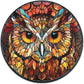 Lygond Metal Sign Tin Sign Circular Stained Glass Owl Metal Garden Signs for Garden 12×12 Inches
