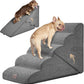 EHEYCIGA Curved Foldable Dog Stairs Ramp for High Beds 22.5" H, 5-Step Dog Steps for Small Dogs and Cats, Pet Stairs for High Bed Climbing, Non-Slip Balanced Pet Step Indoor, Grey